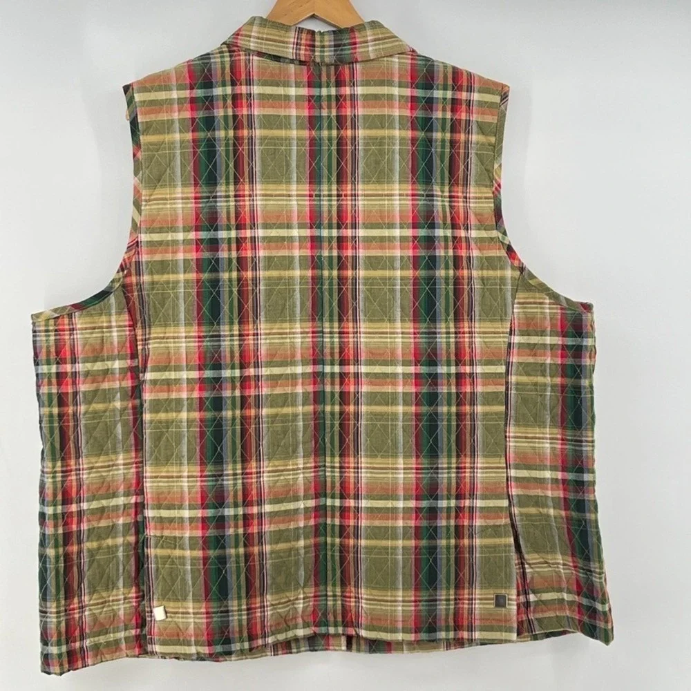 CJ Banks Plaid Quilted Vest Womens 3X Gorpcore Cabin Autumn Snap Front Country